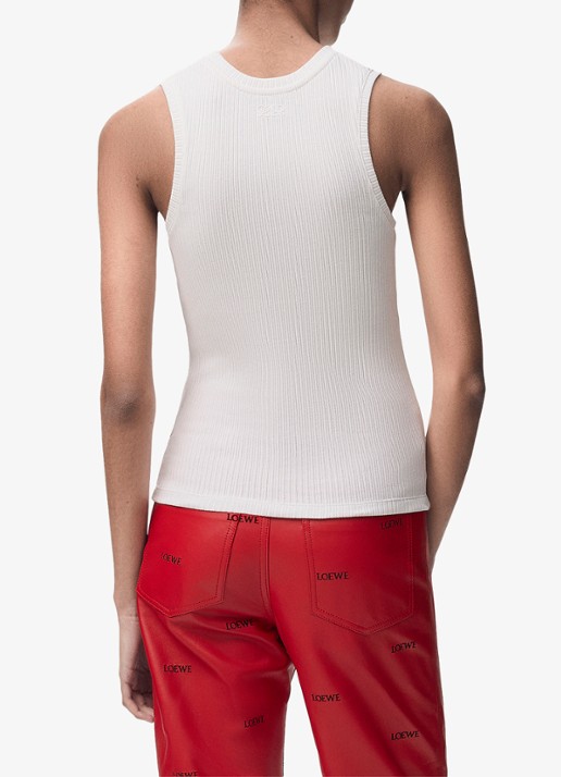 LOEWE Ribgebreide tanktop met logo - achterkant 3 wit
