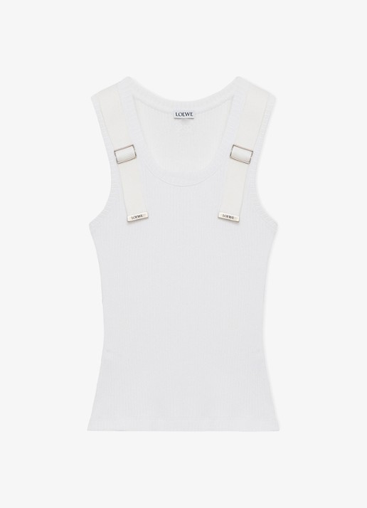LOEWE Ribgebreide tanktop met logo - voorkant wit
