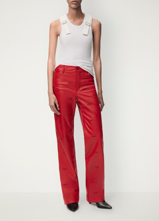 LOEWE Ribgebreide tanktop met logo - voorkant 2 wit