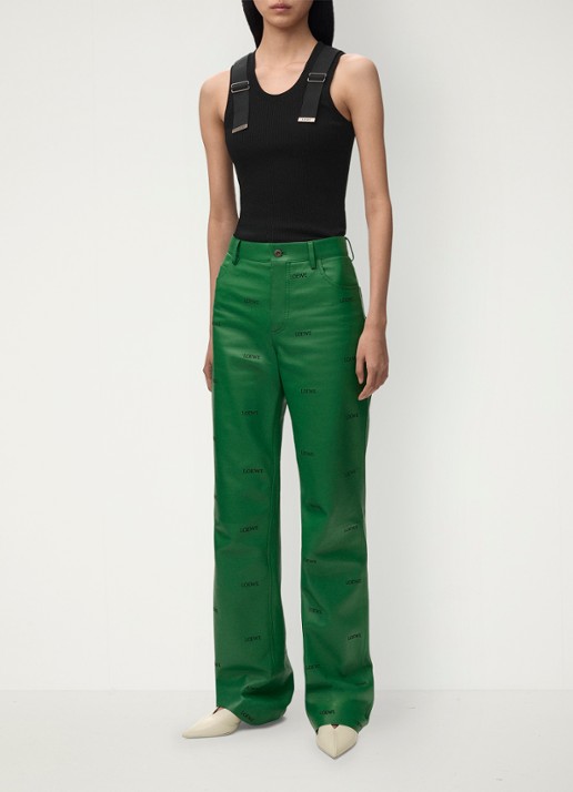 LOEWE Ribgebreide tanktop met logo - voorkant 4 zwart