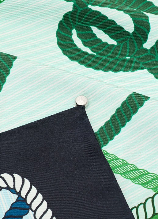 LOEWE Sjaal van zijde met print 90 x 90 cm - detail 2 donkerblauw