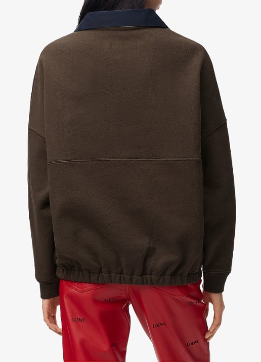 LOEWE Sweater met trekkoord en logo - achterkant bruin
