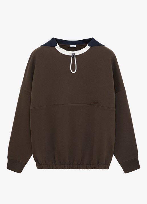 LOEWE Sweater met trekkoord en logo - voorkant 2 bruin
