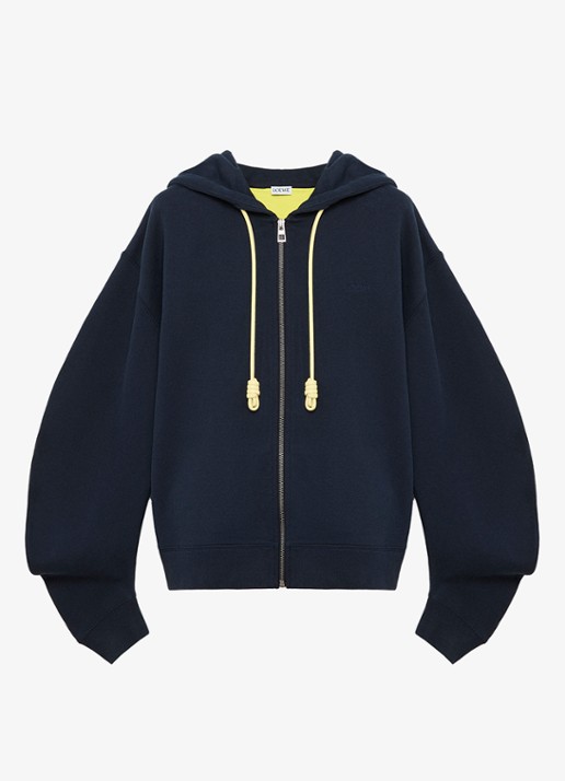 LOEWE Sweatvest met logoborduring en ballonmouw - voorkant 3 donkerblauw