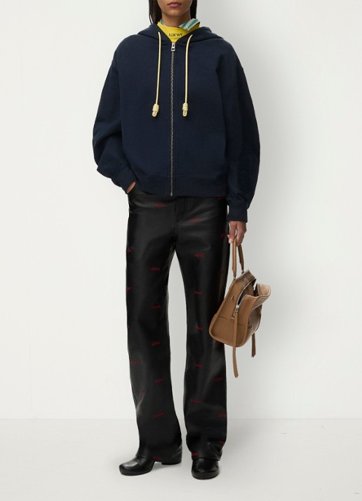 LOEWE Sweatvest met logoborduring en ballonmouw - voorkant 4 donkerblauw