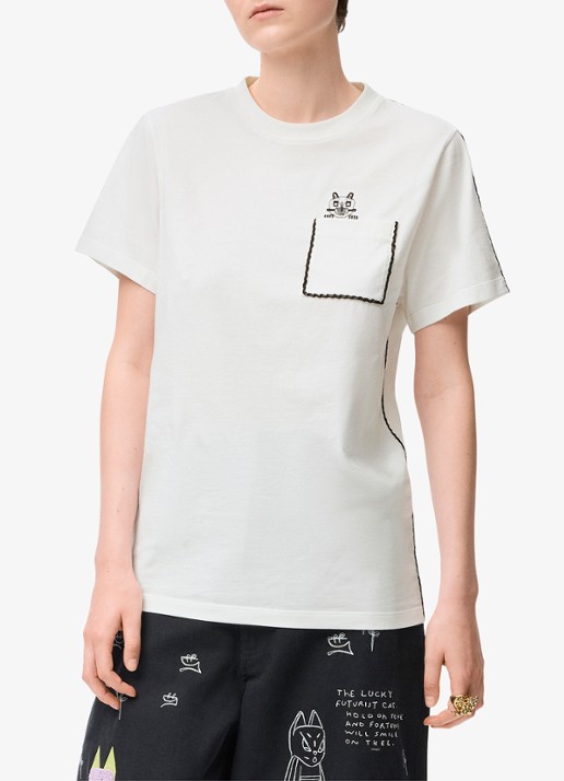LOEWE T-shirt met borduring en borstzak