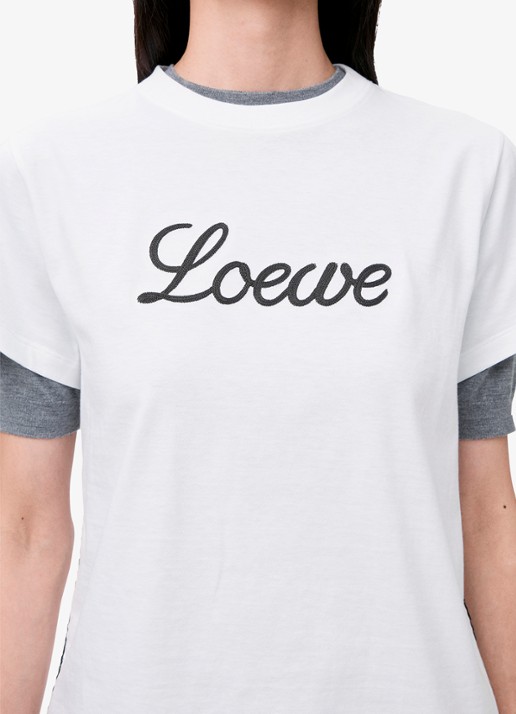 LOEWE T-shirt met logoborduring - detail 5 wit