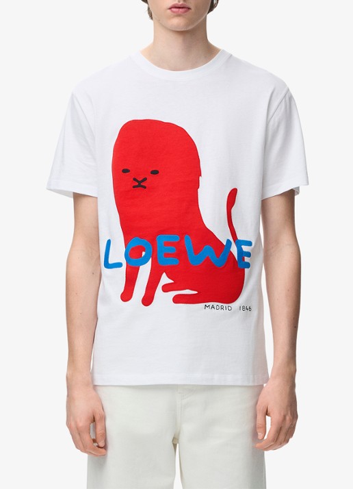 LOEWE T-shirt met logoborduring - detail 3 wit