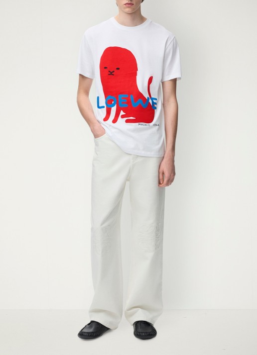 LOEWE T-shirt met logoborduring - detail 4 wit