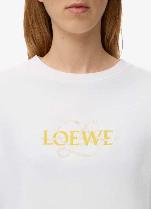 LOEWE T shirt met logoborduring - detail 2 wit