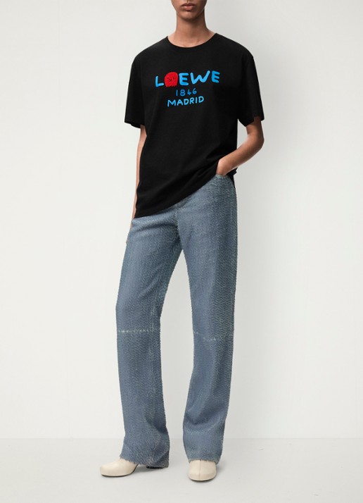 LOEWE T-shirt met logoprint - detail 3 zwart