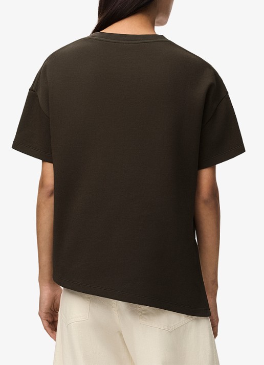 LOEWE T-shirt met zijsplit en logo - achterkant bruin
