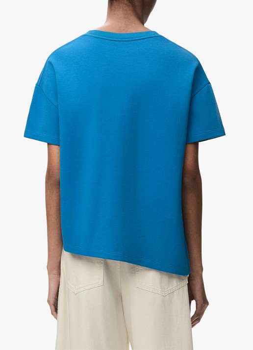 LOEWE T-shirt met zijsplit en logo - achterkant blauw