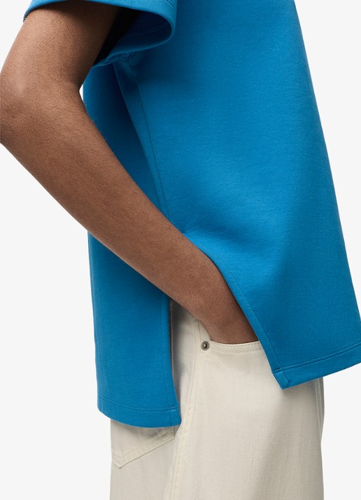 LOEWE T-shirt met zijsplit en logo - detail 5 blauw