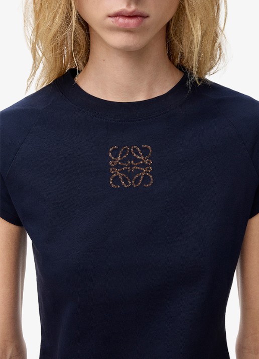 LOEWE T-shirts met logoborduring - detail 4 donkerblauw