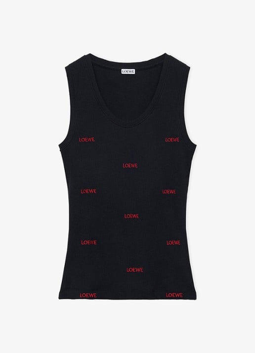 LOEWE Tanktop met logoprint - voorkant zwart
