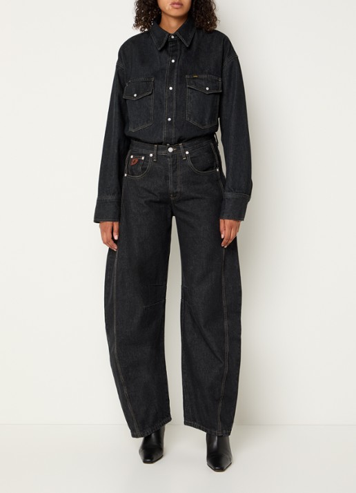 Lois Aliana high waist loose fit jeans met donkere wassing - voorkant 3 indigo