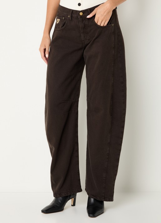 Lois Aliana high waist tapered fit broek met steekzakken - detail 4 donkerbruin