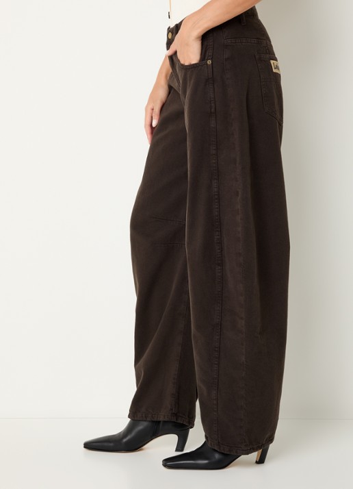 Lois Aliana high waist tapered fit broek met steekzakken - detail 5 donkerbruin