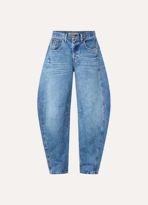 Lois Aliana high waist tapered fit broek met steekzakken - voorkant lichtblauw