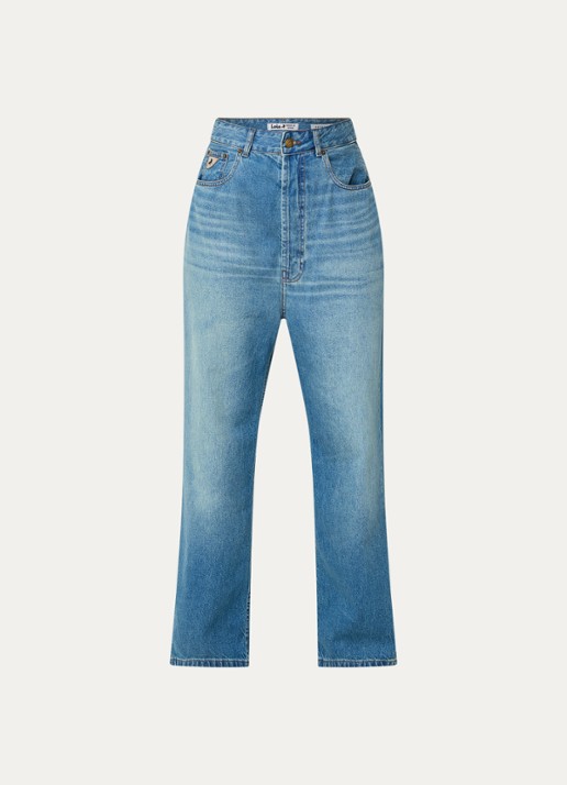 Lois Bruna high waist loose fit jeans met lichte wassing - voorkant 2 indigo