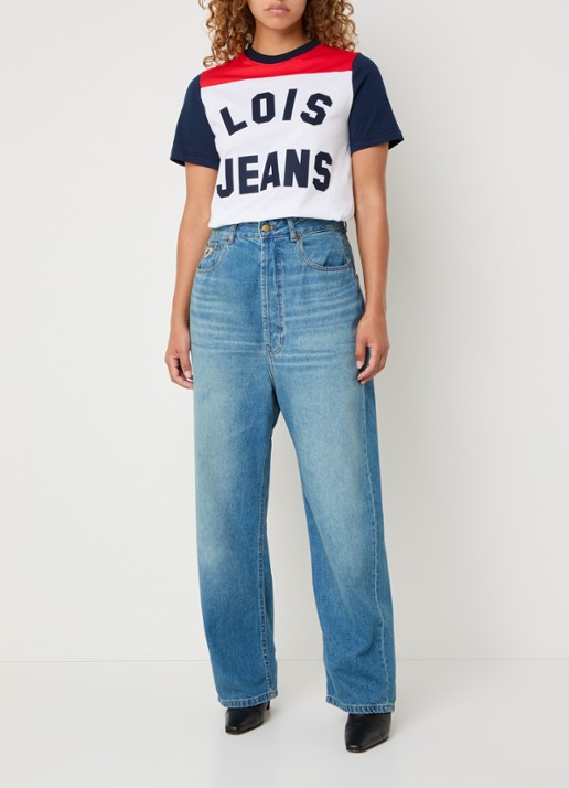 Lois Bruna high waist loose fit jeans met lichte wassing - voorkant 3 indigo