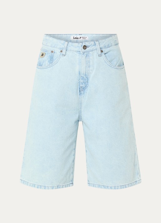Lois Camille high waist loose fit korte broek van denim - voorkant 2 lichtblauw