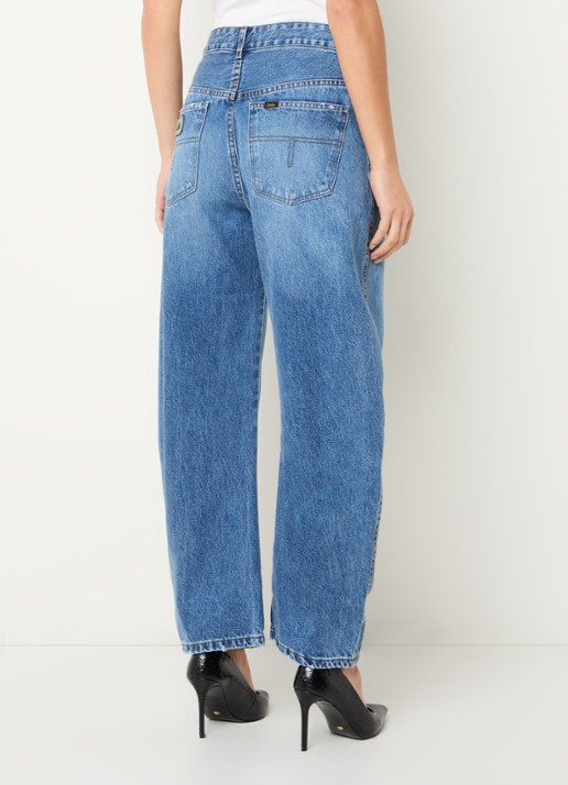 Lois Dali high waist wide fit jeans met medium wassing - achterkant indigo