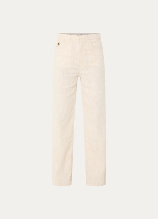 Lois High waist loose fit chino van linnen - voorkant 3 beige