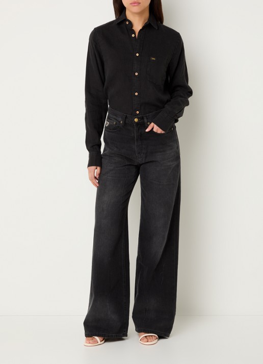 Lois High waist loose fit jeans met gekleurde wassing - voorkant 5 antraciet