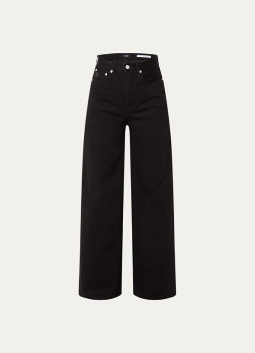 Lois High waist straight leg jeans met steekzakken - voorkant zwart