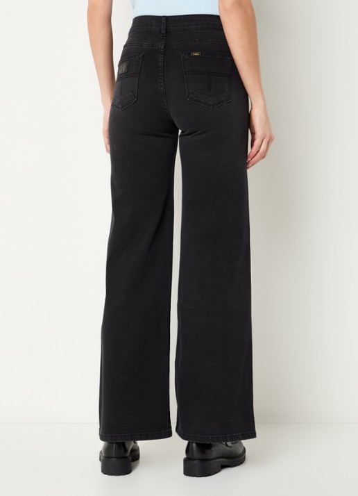 Lois Hypersoft high waist flared jeans met steekzakken - achterkant 5 zwart