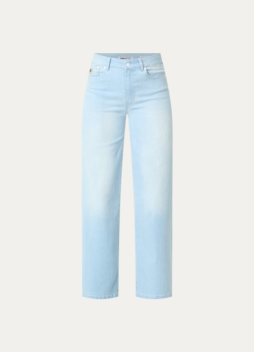 Lois Hypersoft high waist flared jeans met steekzakken - voorkant 3 indigo
