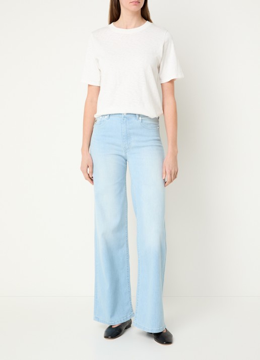 Lois Hypersoft high waist flared jeans met steekzakken - voorkant 4 indigo