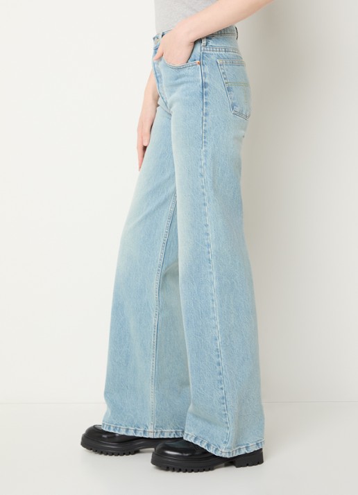 Lois Lindsay mid waist wide leg jeans met lichte wassing - detail 4 indigo