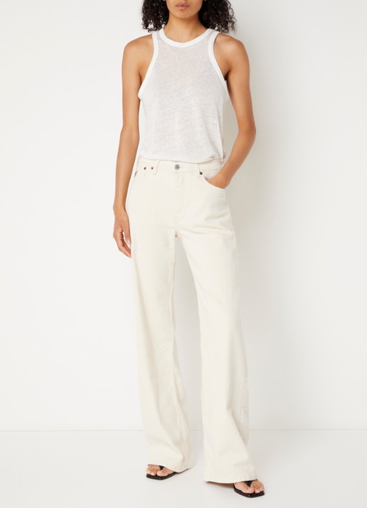 Lois Low waist loose fit jeans met gekleurde wassing en steekzakken  - voorkant 2 gebroken wit