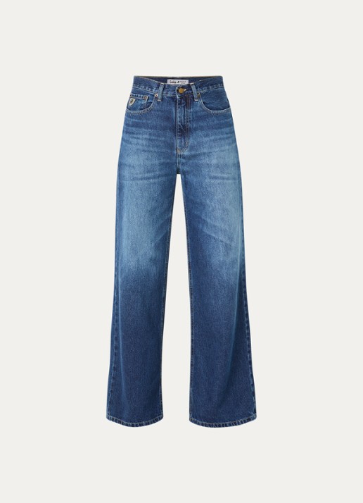 Lois Low waist wide leg jeans met donkere wassing - voorkant 4 indigo