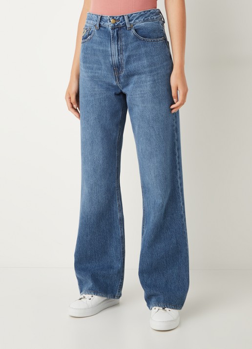 Lois Ninette high waist loose fit jeans met medium wassing  - detail indigo