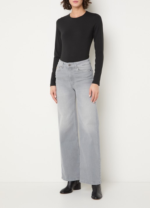 Lois Palazzo high waist flared fit jeans met medium wassing - voorkant 4 grijs