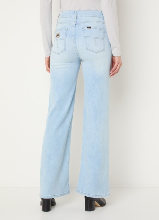 Lois Palazzo high waist flared fit jeans met medium wassing - achterkant 5 lichtblauw