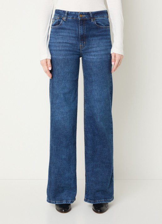 Lois Palazzo high waist straight leg jeans met donkere wassing