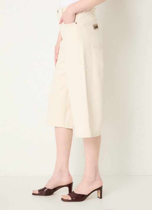 Lois Pipe high waist straight fit korte broek van denim - detail 2 gebroken wit