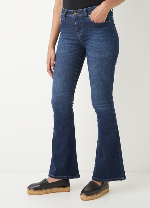 Lois Raval high waist flared jeans met donkere wassing - detail 5 indigo