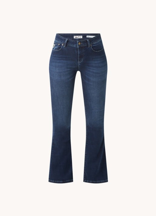 Lois Raval high waist flared jeans met donkere wassing - voorkant indigo