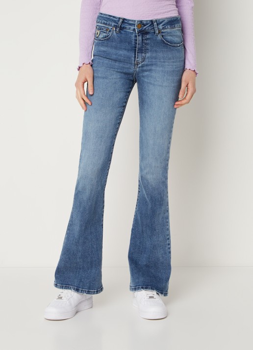 Lois Ravel high waist flared jeans met medium wassing