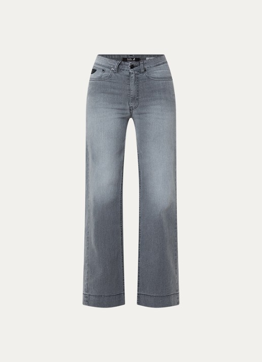 Lois Rosa high waist wide leg jeans met steekzakken - voorkant grijs