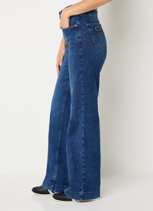 Lois Rosa high waist wide leg jeans met steekzakken - detail 4 indigo