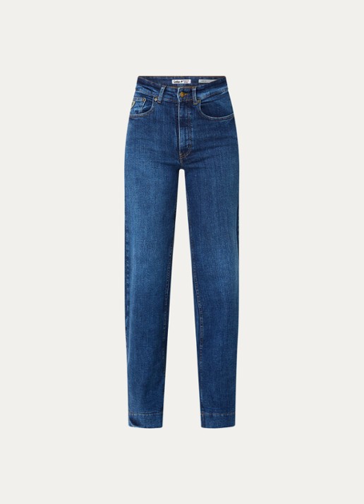 Lois Rosa high waist wide leg jeans met steekzakken - voorkant indigo