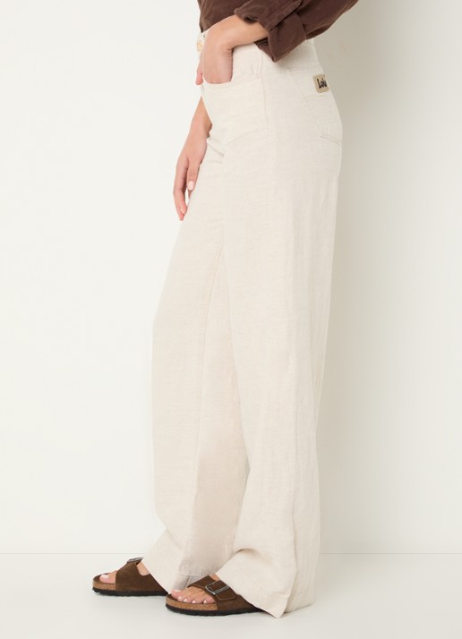 Lois Rosa-R high waist loose fit pantalon in linnenblend - detail 5 beige