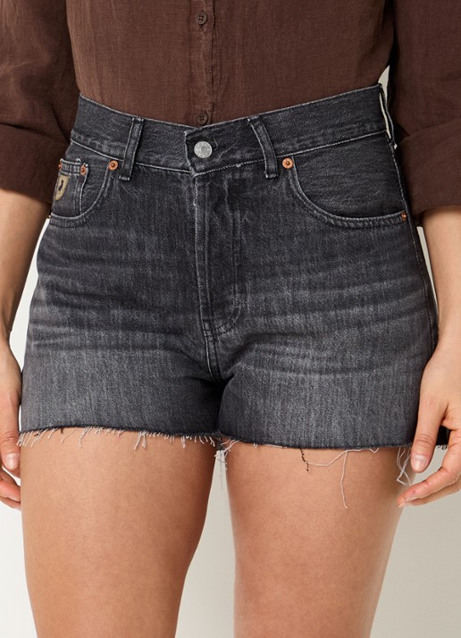 Lois Sandra high waist straight leg korte broek van denim - detail 4 zwart